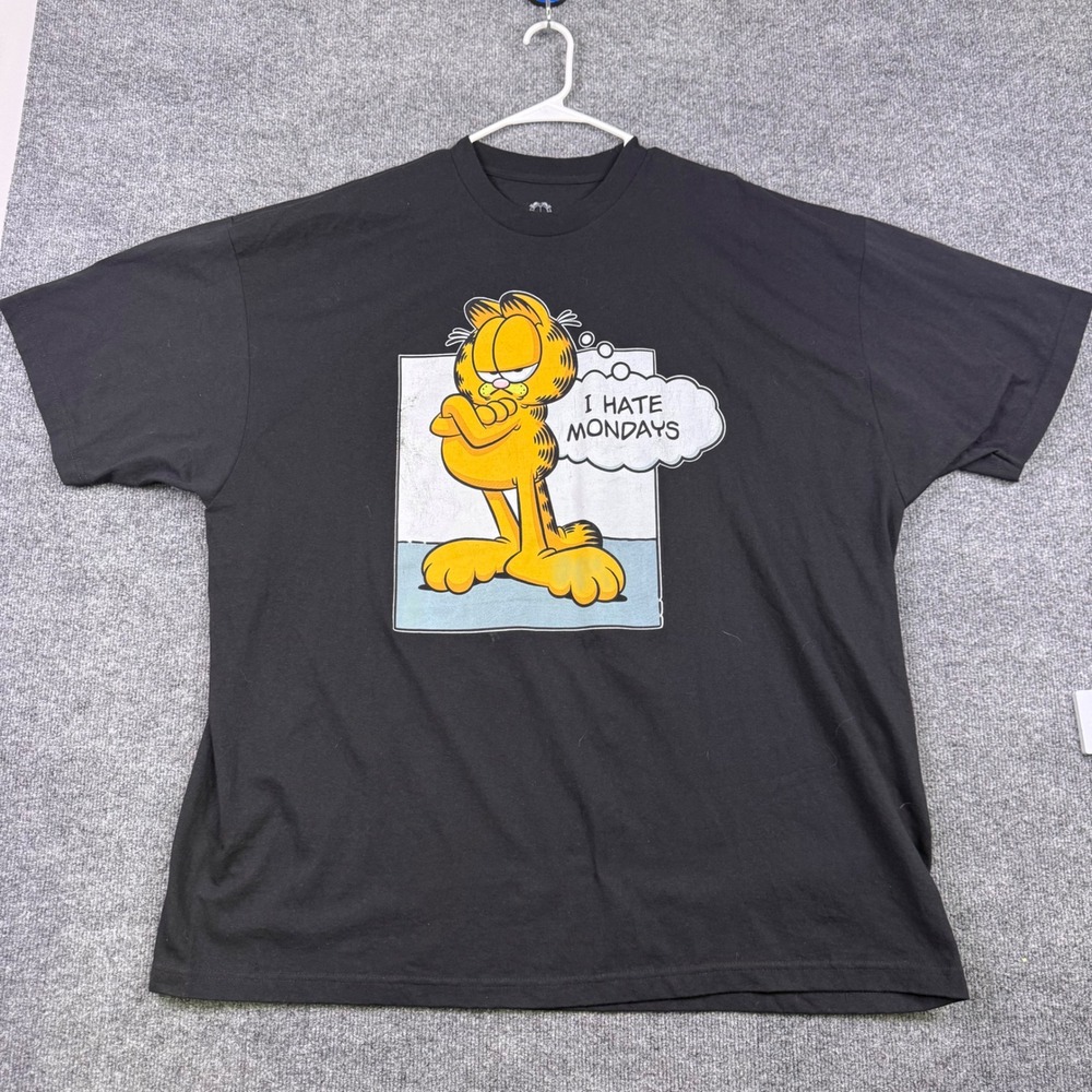 Garfield I Hate Mondays Graphic T-Shirt Mens 4XL Black Nickelodeon Mad Engine